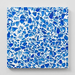 Des plaques de terrazzo 20x20 en bleu cristal